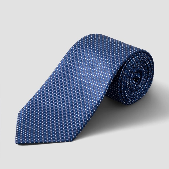 ETON Men's Geometric 100% Silk Tie Blue Purple Career to Cocktails Rich Luster - Picture 1 of 13